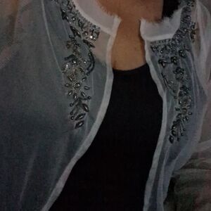 Lilith Sheer Ivory Embellished Coverup